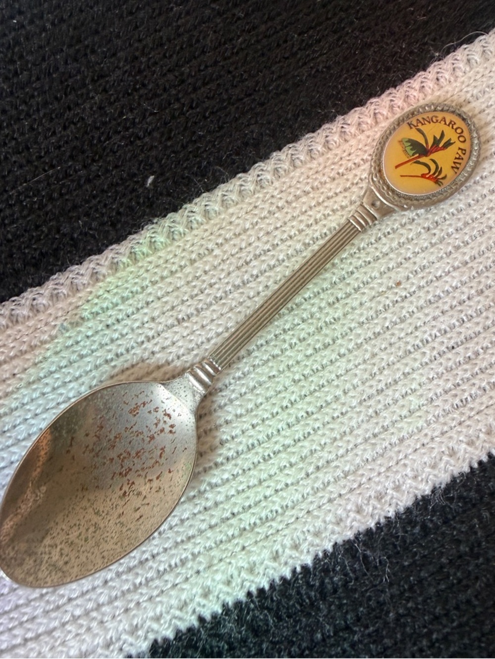 Kangaroo Paw Decorative Souvenir Spoon - Yellow Enamel Emblem